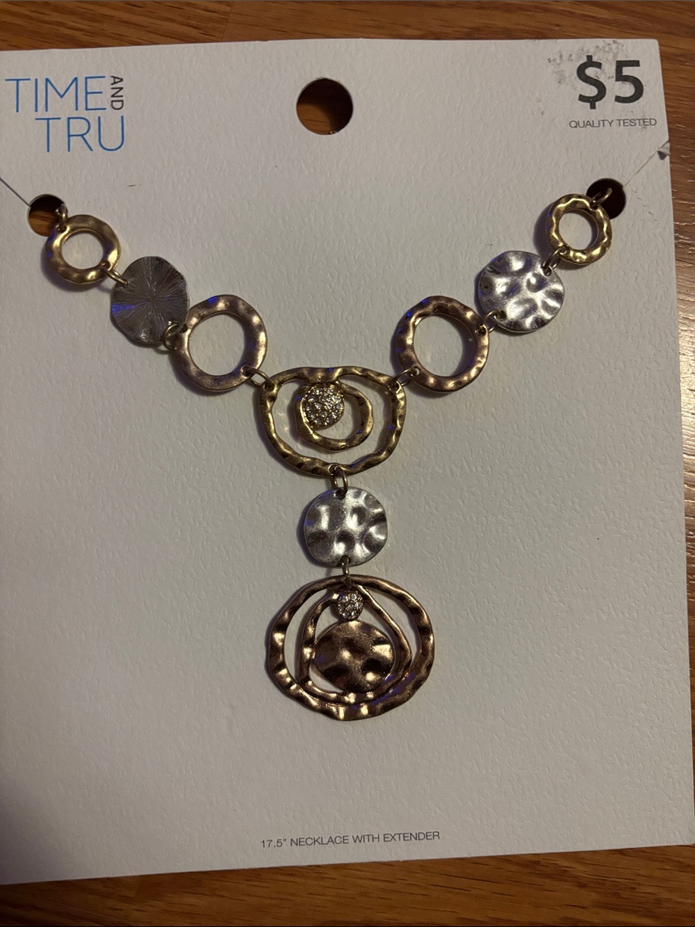 New Time and Tru Two-Tone Gold and Silver Disc Pendant Necklace